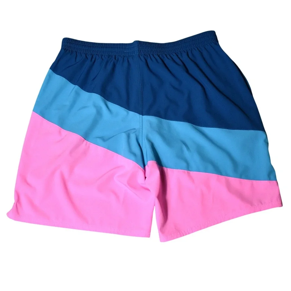 Nike Stretch Swim Shorts Trunks Men's XXL‎ Navy Turquoise Pink NWT NESSD470-670
